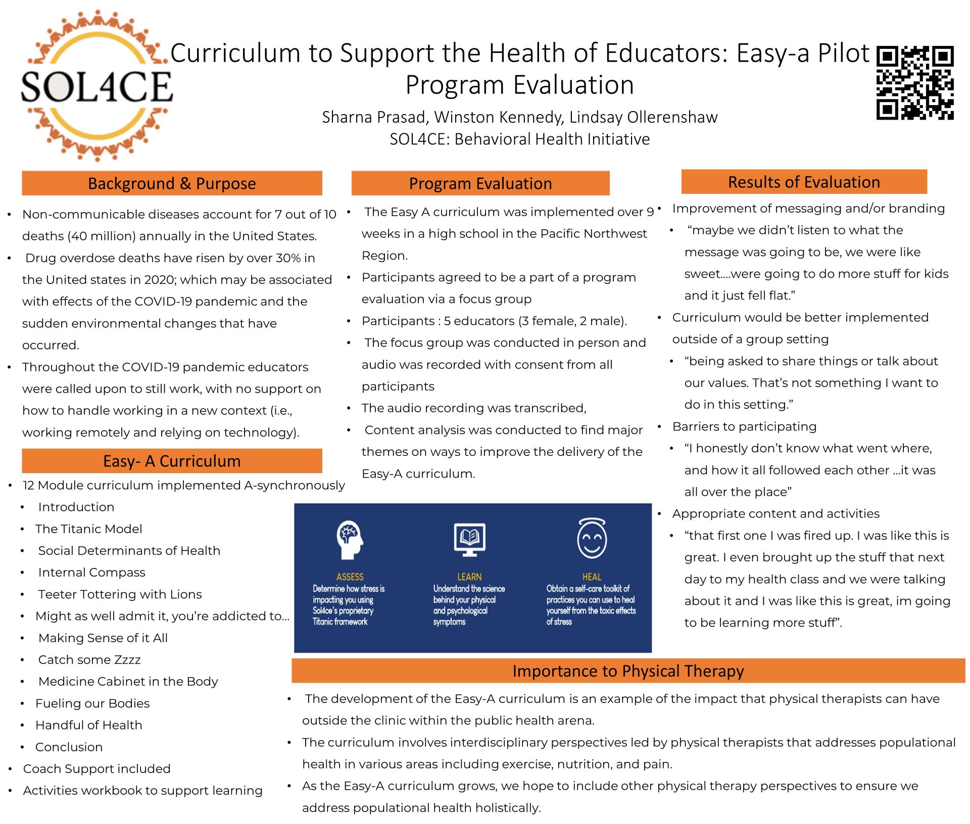 Curriculum to Support the Health of Educators